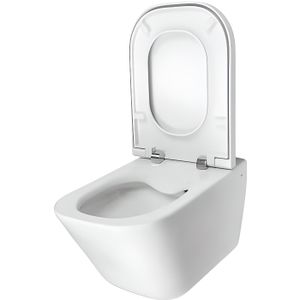 WC - TOILETTES Cuvette WC suspendue porcelaine - ROCA - Clean Rim - Double chasse - Sans bride