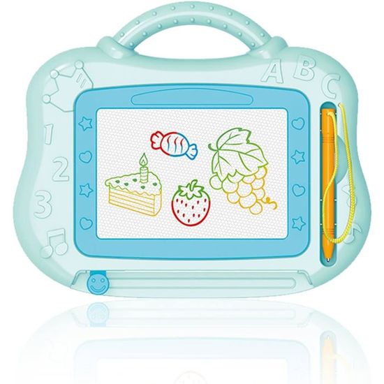 Ardoise Magique Enfant,Enfant Tableau De Dessin Magnétique Effaçable à 4 Couleurs, 4 Tampons Magnétiqueset 1 Stylet Capacitif,Cadeau Jouets éducatifs