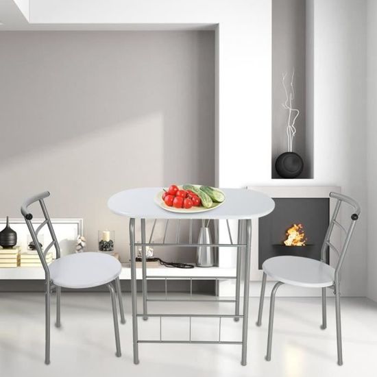 3pcs Mode table à manger chaises ensemble cuisine salle à manger petit déjeuner chaises maison -XID