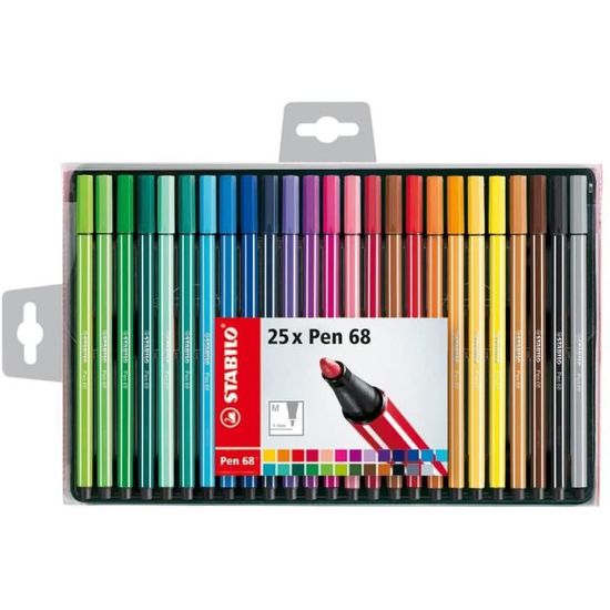 Feutre dessin STABILO Pen 68 MAX - Etui carton de 12 Feutres Coloriage  Pointe Large, Gamme[S365] - Cdiscount Beaux-Arts et Loisirs créatifs