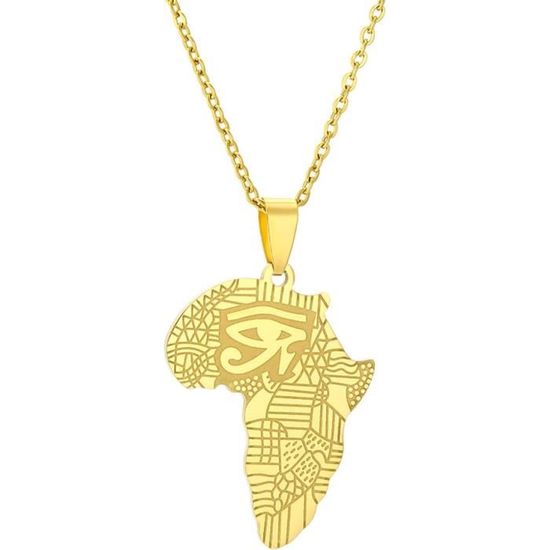 Or CHAÎNE EN OR 18karat Médaille Carte D’Afrique - Prix pas cher | CI