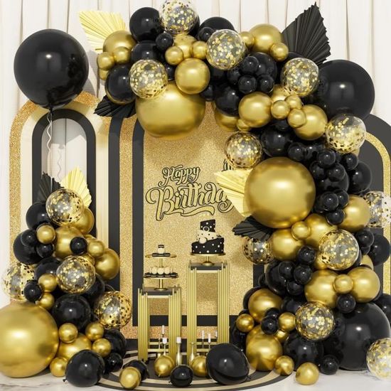 Ballons Métallisés Noir, Blanc, Argent - 60 Pièces 12 Pouces Avec Confettis - Pour Fêtes