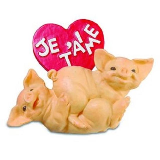 Statue en résine cochon porte jardinière couleur pierre - en ance