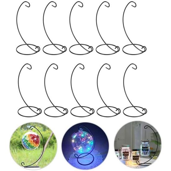 MARSEE Lot de 10 supports de décoration – Crochet de suspension en fer pour suspendre Globe en verre, Plante, Terrarium, Boule-noir