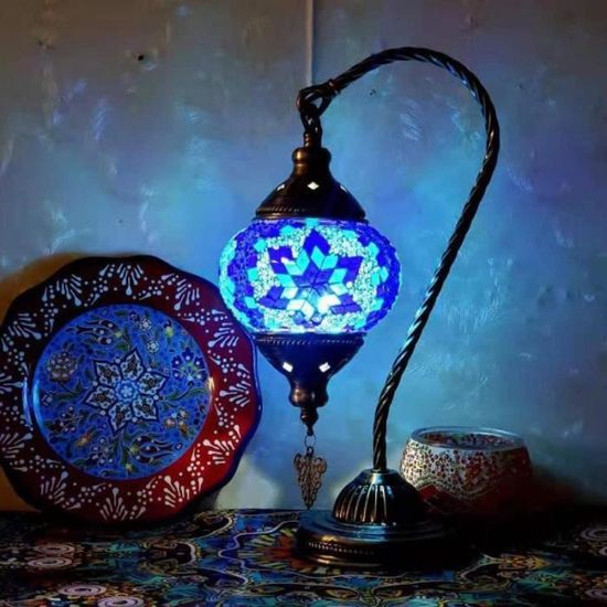 Lampe de table en mosaïque de verre turque faite à la main - Style