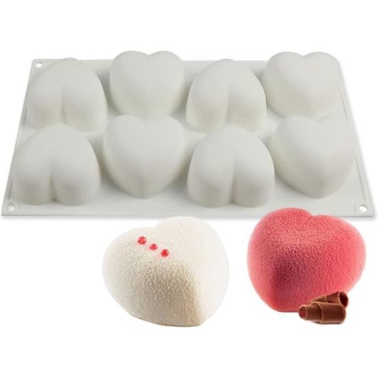 Nifocc Lot de 6 moules en silicone en forme de cœur - En résine époxy - Porte-clés - En silicone