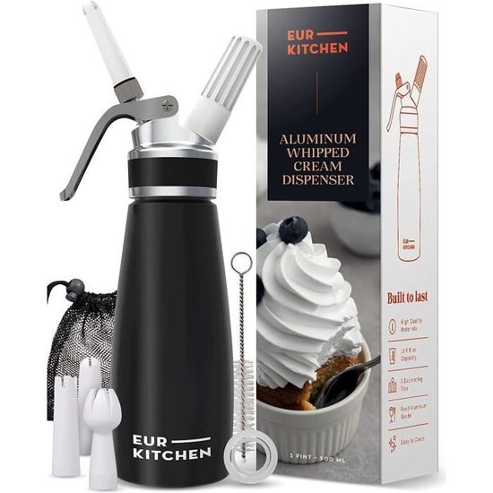 Thiru Siphon Chantilly Avec 3 Douilles En Acier Inoxydable & Sac En Filet | Siphon Cuisine 500ml