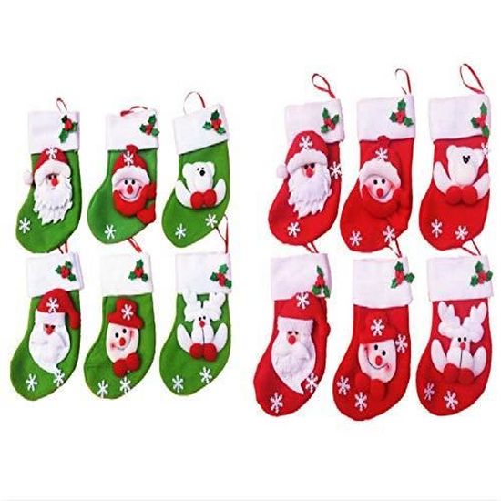 Lot DE 12 Pièces Mini Chaussette de Noel a Suspendre Sac Cadeau Décoration Suspendue pour Noël