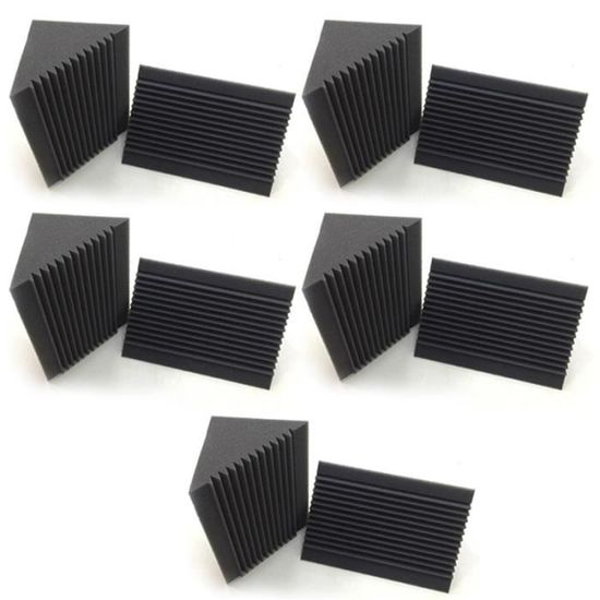 Lot 48 Dalles Mousse Acoustique Autocollantes 3D Pyramide Noire - 30x30x5cm Haute Densité Studio Bureau
