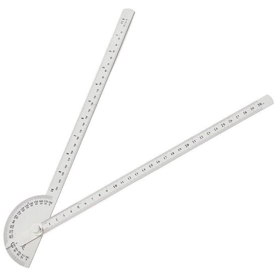 Acier Inoxydable Métal Rapporteur Tête Ronde 0-180 Degrés Règle D'angle