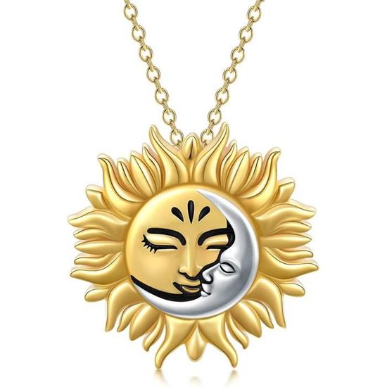 Lot De 2 Colliers Breloques Soleil Et Lune - Bijoux De Mode Pour Femmes - Neuf