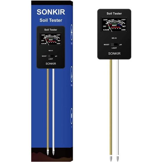 Testeur Sol 4 En 1 - Humidité, PH, Nutriments, Lumière - Sonkir, Pas De Pile, Sonde Unique - Pour Plantes