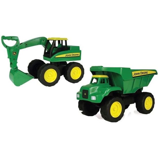 Tracteur à pédales John Deere avec pelleteuse et excavatrice arrière - Rollytoys