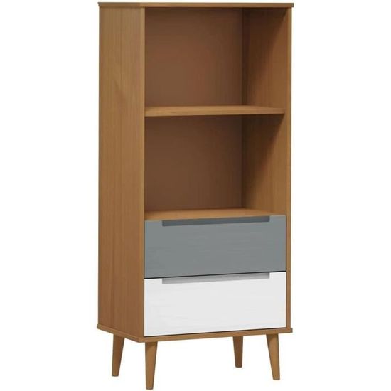 Bibliothèque étagère 2 Niveaux Sonoma Gris 60x24x76 Cm - Rangement Livres, DVD, Déco - Meuble Salon Compact - 1