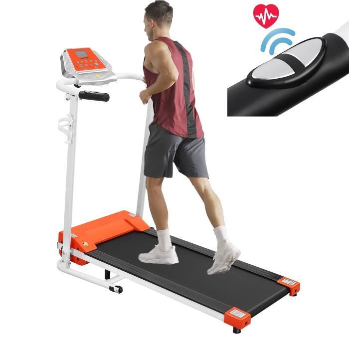 BESPORTBLE Tapis de course - pliable - écran LED multifonctions - 1-10 km-h -12 programmes - Blanc