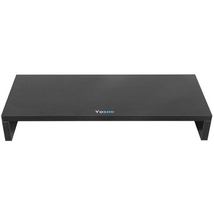 Meuble Ttap pour surélever un écran d'ordinateur ou de télévision - En bois de couleur noire - 50x20x7.7cm