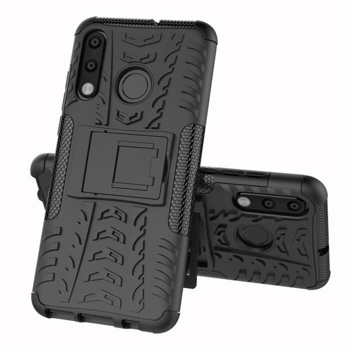 Coque Huawei P30 Lite Etui Double Couche Pare Chocs Antichoc TPU Silicone Housse avec Fonction de Support Amélioré - Noir