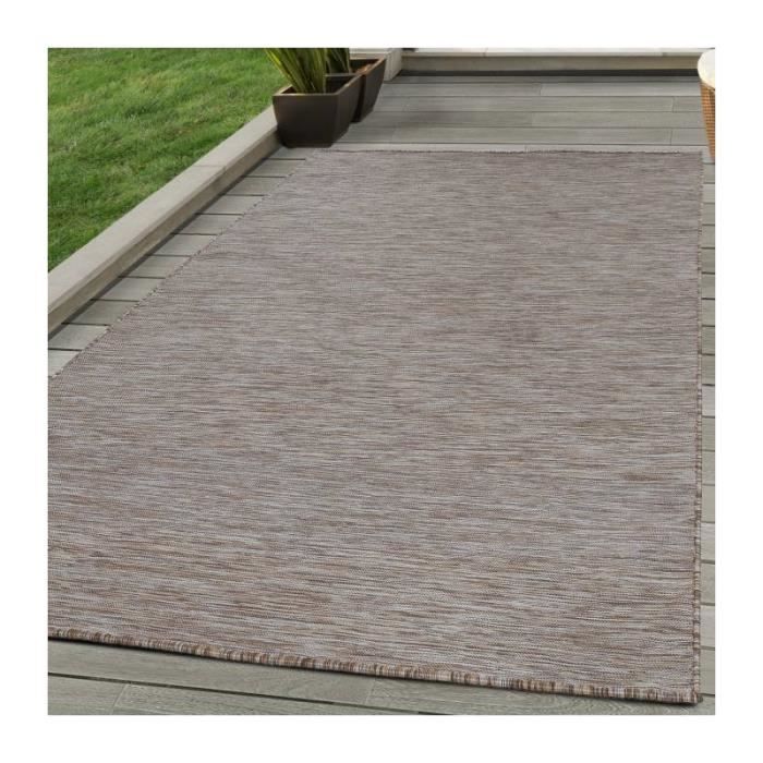 Tapis en sisal Tissu plat Terrasses Intérieur Extérieur moucheté (Marron-Beige-Creme - 120x170 cm)