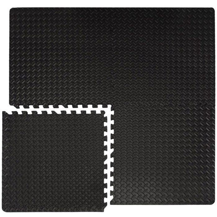 Protections Sol en EVA mousse Tapis Puzzle de Fitness sport composé de 4 fragments + 8 cadres dimension 1,59qm extensible Noir