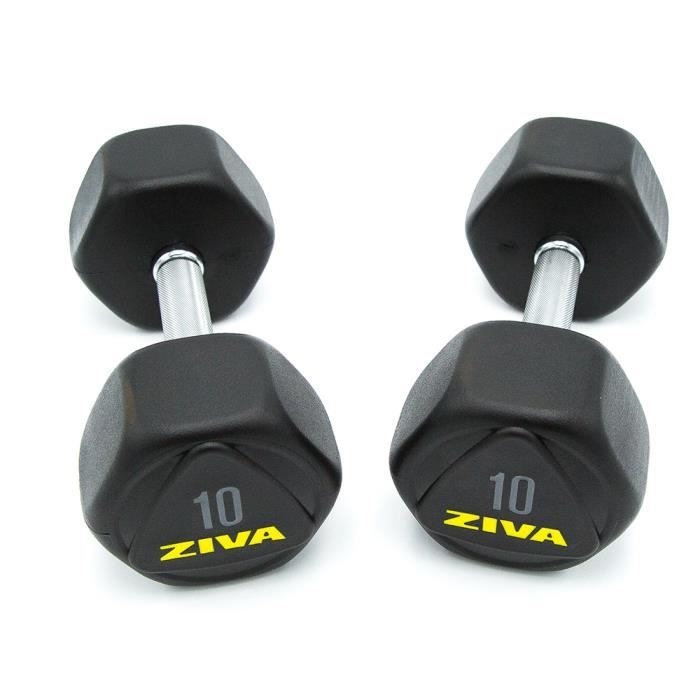 ZIVA - Haltères hexagonales Performance en acier 10 kg - Qualité professionnelle - Lot de 2 - Coloris Noir