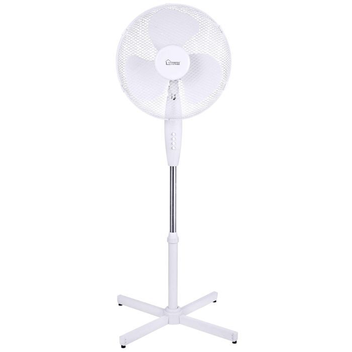 VENTILATEUR BLANC PUISSANT SUR PIED 40CM REGLABLE