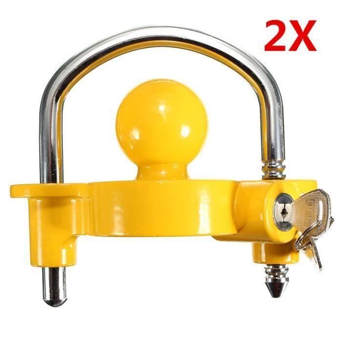 2x Universel Boule Serrure Blocage Attelage Antivol Sécurité Clés Caravane Remorque Meg41581