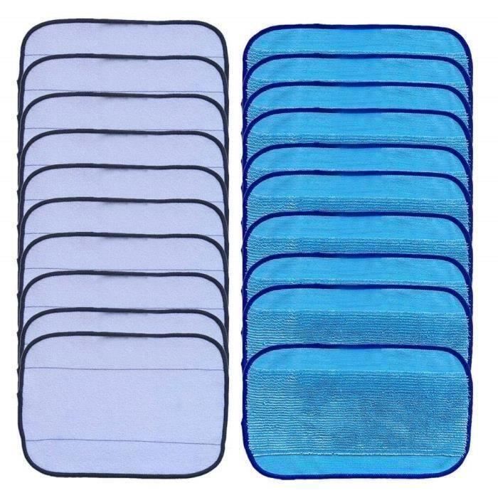 Pour iRobot Braava 390t 380t 320 - Lingettes Réutilisables - Lot 20 Lingette Nettoyant Sec(10 Pièces Blanc) + Lingette Lavant L0175B