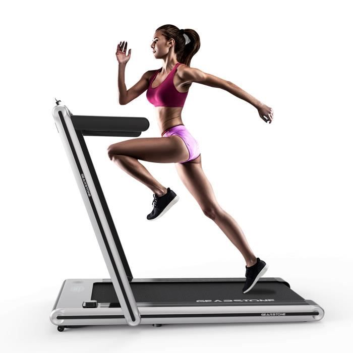 GEARSTONE Tapis de Course, Fitness sur Tapis Roulant, Machine de Marche et Jogging avec Moniteur LCD Bluetooth