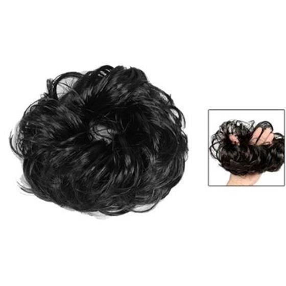 SMRT Femmes Cheveux noirs Onde scrunchie Extensions Chignon Boucles Ponytail postiche