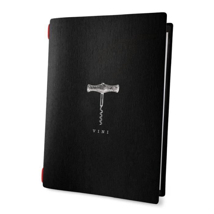 Protège-menu carte des vins -Vini- format A4 1 insert modèle -Bacco- - Dag Style Noir