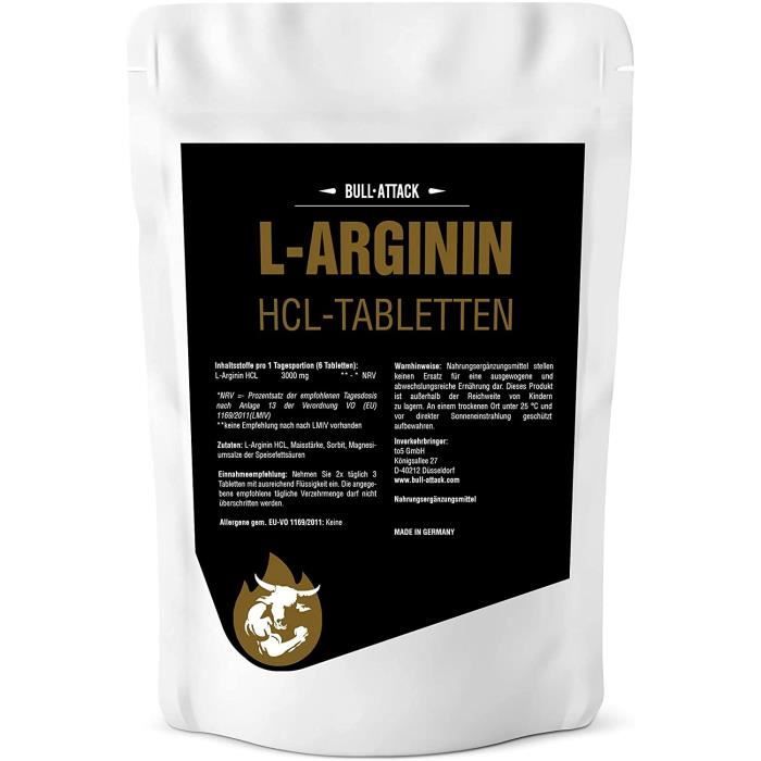 LARGININE 3000360 comprimés Pure Arginine HCL - 3000mg portion journalière pour 60 jours d'utilisation - végétalien - acide a 331