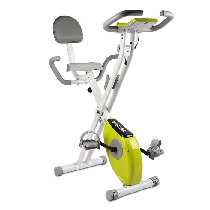{Hosd Cheu} X-Bike Pliant Vélo d'appartement Pliable avec dossier - Écran LCD avec contrôle du rythme cardiaque - Vert