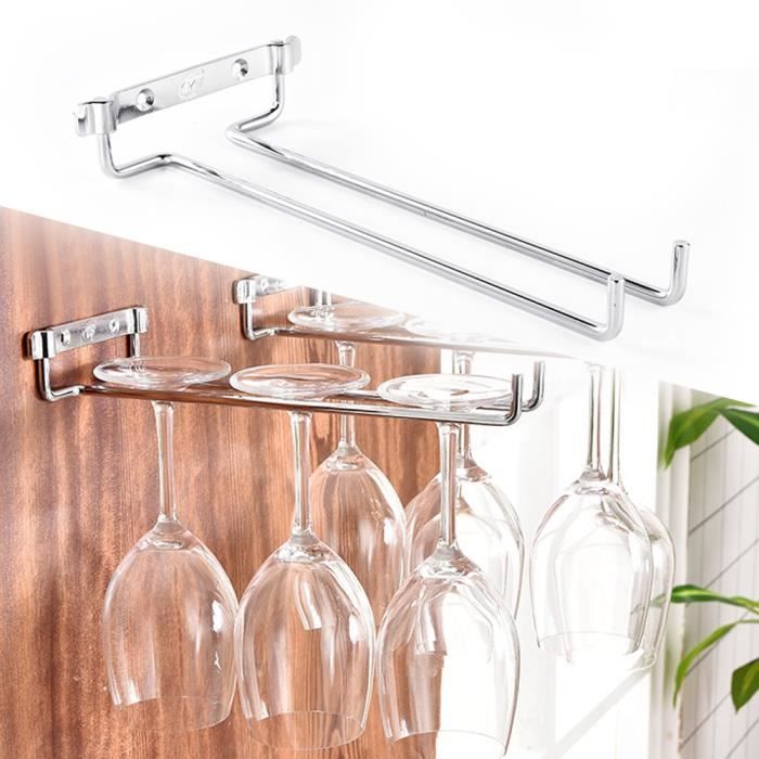 Porte-verres en fer à une rangée Support de tasse à vin monté au mur Cuisine Bar Étagères Décoration-TIP