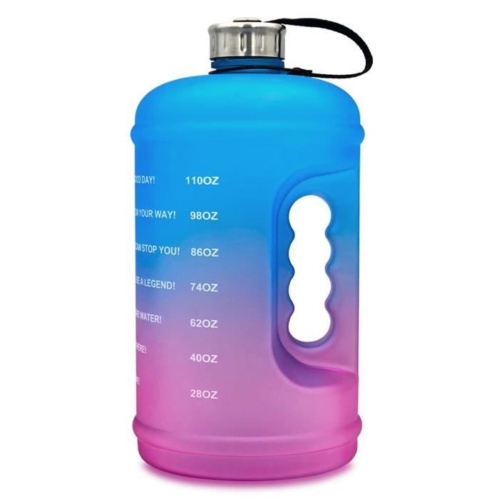 Gourde,Bouteille d'eau avec marqueur de temps sans BPA, 1l-2,2 l-3,78 l, gourde de sport pour gymnastique, - Type Blue 3.78L