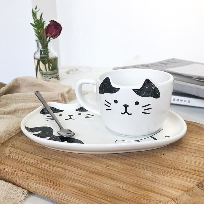 tasses,Tasses à café et soucoupes en céramique,chat de dessin animé mignon,tasse de petite capacité,tasse à - Type WHITE-1-200ML