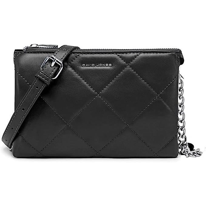 David Jones - Pochette Soirée Matelassé - Sac Bandoulière Cuir PU Femme - Noir