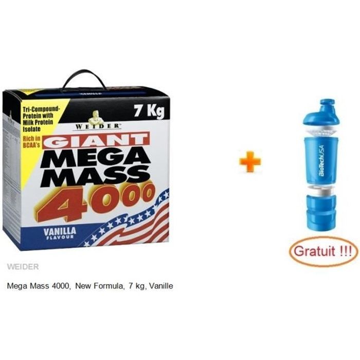 MEGA MASS 4000 WEIDER Vanille 7 kg + Shaker
