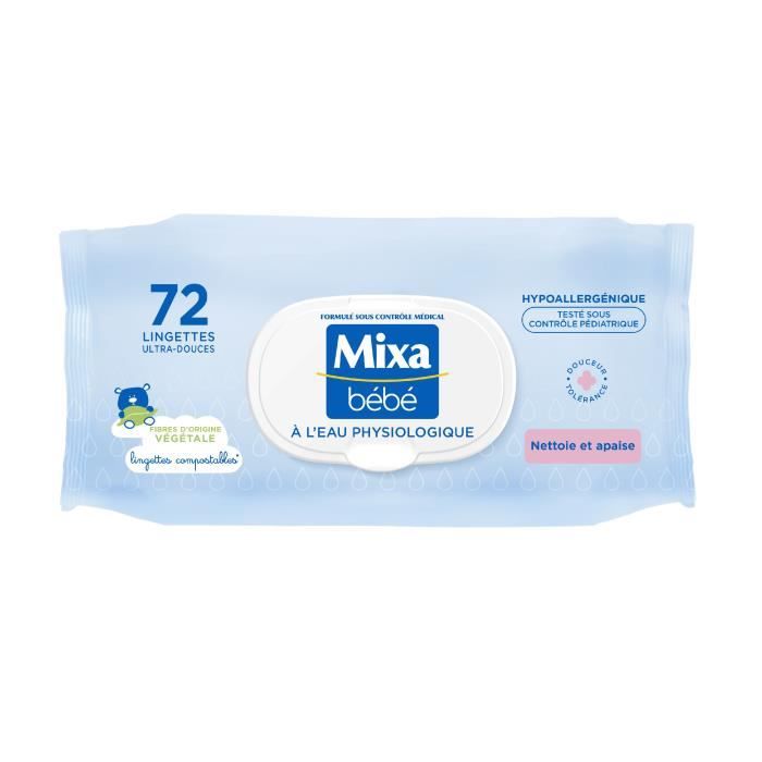Lingettes Nettoyantes et Physiologiques pour Nourrissons /& B/éb/é 216 Lingettes Mixa B/éb/é 3 lots de 72