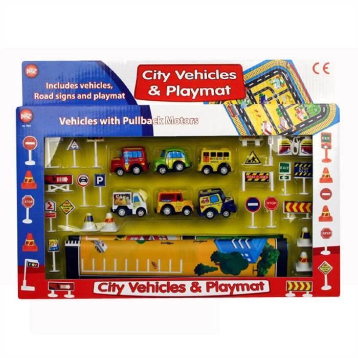 Véhicules de la ville à friction et tapis de jeu enfants jouet activité voitures