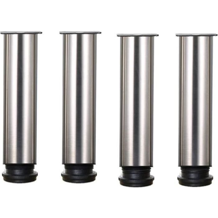 Lot de 4 Pieds de meubles de hauteur réglable en acier inoxydable pour canapé table armoires - 25cm