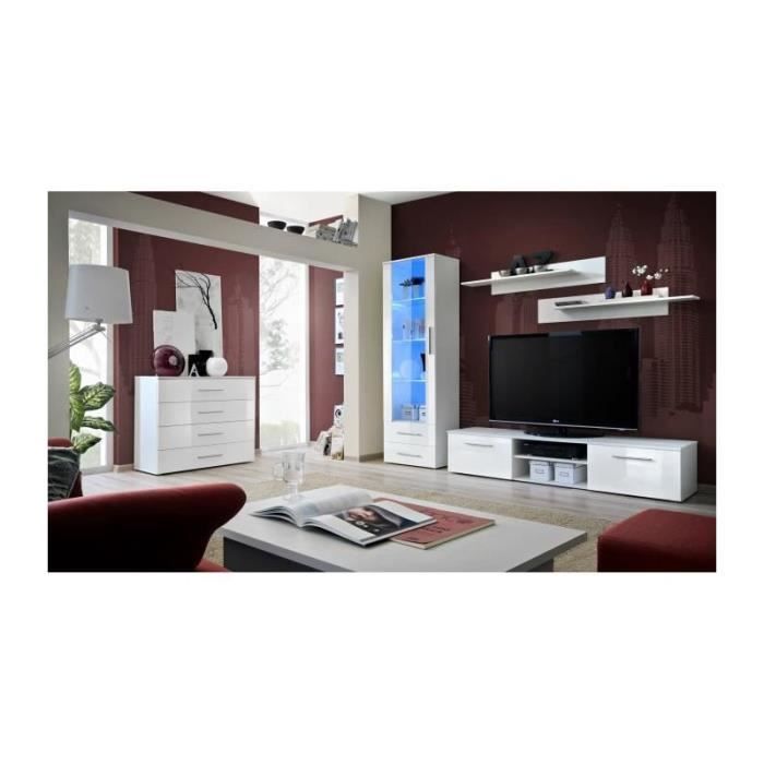 Meuble TV GALINO B design, coloris blanc brillant. Meuble moderne et tendance pour votre salon.. Blanc