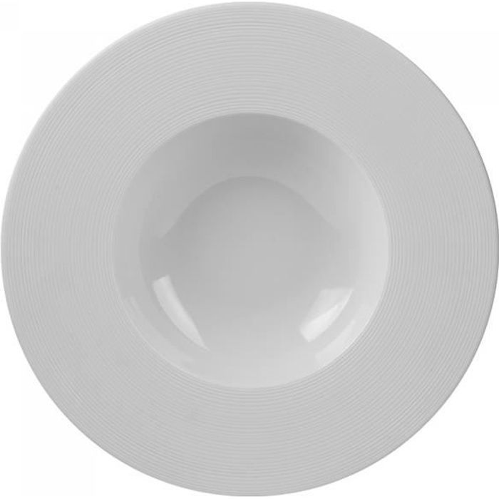 Assiette creuse à large rebord alinoe striée 23 cm (lot de 6) - Table Passion NEURE Blanc