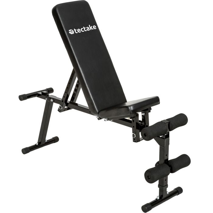 TECTAKE Banc de Musculation Abdominaux Dorsaux Pectoraux, Pliable Universel 125 cm x 30 cm x 51 cm Noir