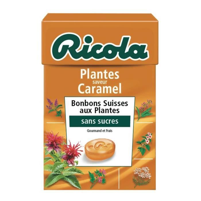 RICOLA Bonbons aux plantes Saveur Caramel - Sans sucres - 50 g