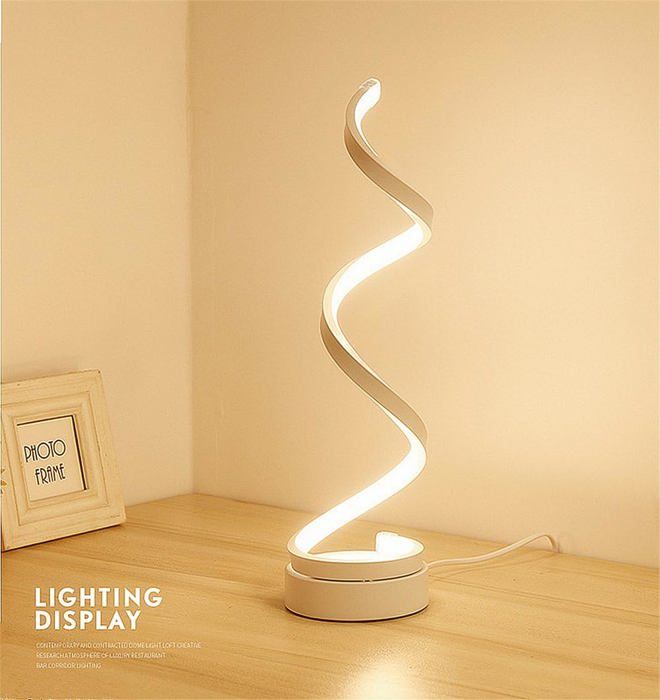 Lampe de chevet - Sans marque - Spirale 12W - LED - Blanc chaud - Protection des yeux
