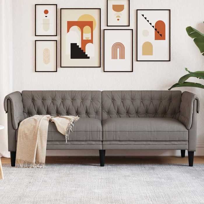 vidaXL Canapé Chesterfield 3 Places Chaise avec Accoudoirs et Dossier Siège avec Pieds Fauteuil TV de Salon Moderne 372561