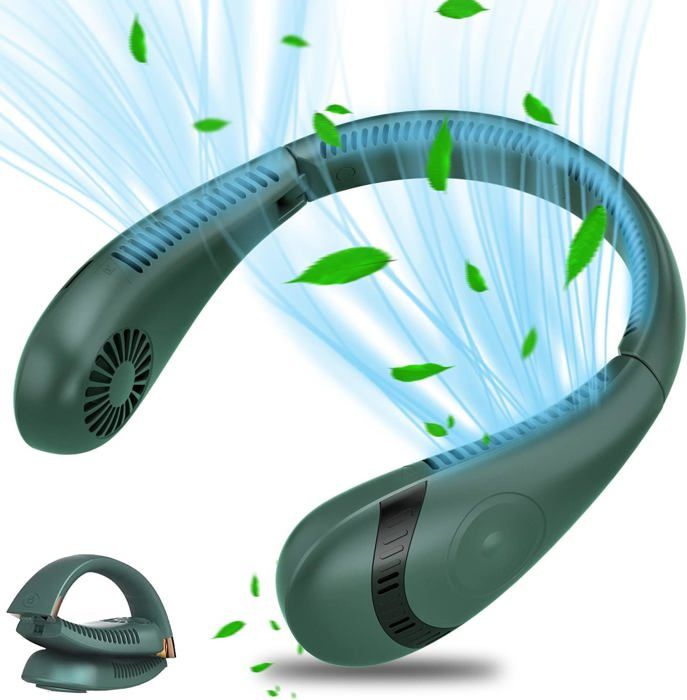 Ventilateur de cou portable - AVEKI - 3 vitesses - 5000 mAh - Silencieux - 360° de refroidissement - Aveki