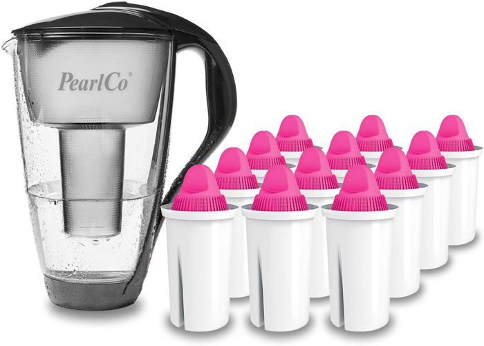 Carafe Avec Filtre À Eau En Verre - Blanc - 1 Cartouche Aquamag Classic Incluse (Compatible Avec