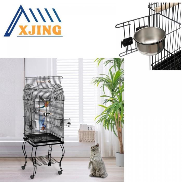 Comparer les prix de XJING  Cage à oiseaux en métal noir avec plateau amovible et grille amovible pour un nettoyage facile (59*59*150cm)