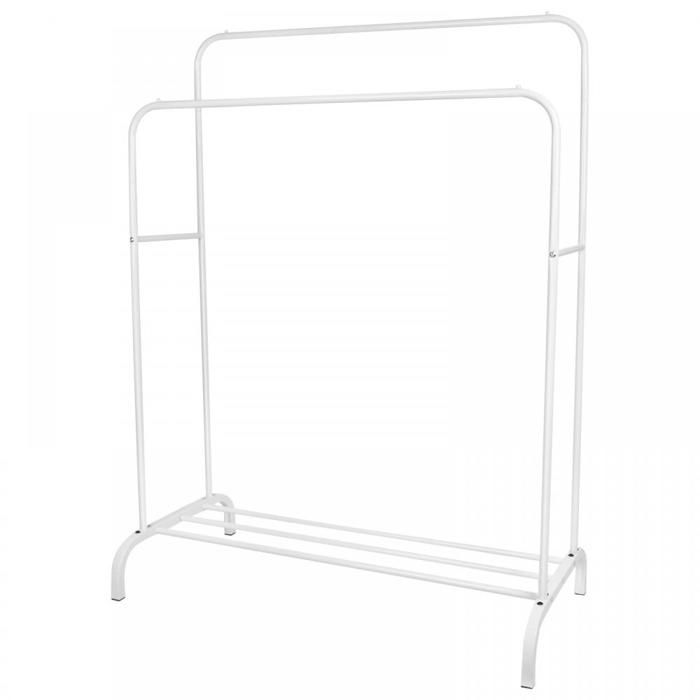 Étagère de séchage à double pôle en Fer - ERROLVES - Blanc - Cintres à vêtements et à chaussure - 145-125*110*54 CM